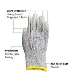 Level 5 Cut-Resistant Gloves HPPE Nylon Spandex with PU Palm
