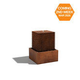 Corten Steel water feature with a geometric design