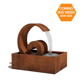 Corten Steel outdoor fountain with water feature from Mac Landscape