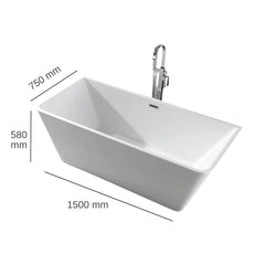 Troya Freestanding Acrylic Minimalist Bathtub 1500mm - Tool Market