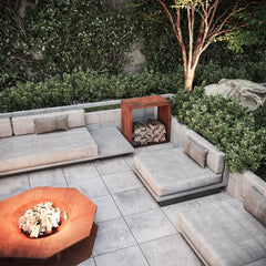 Outdoor environment for Corten Steel storage box