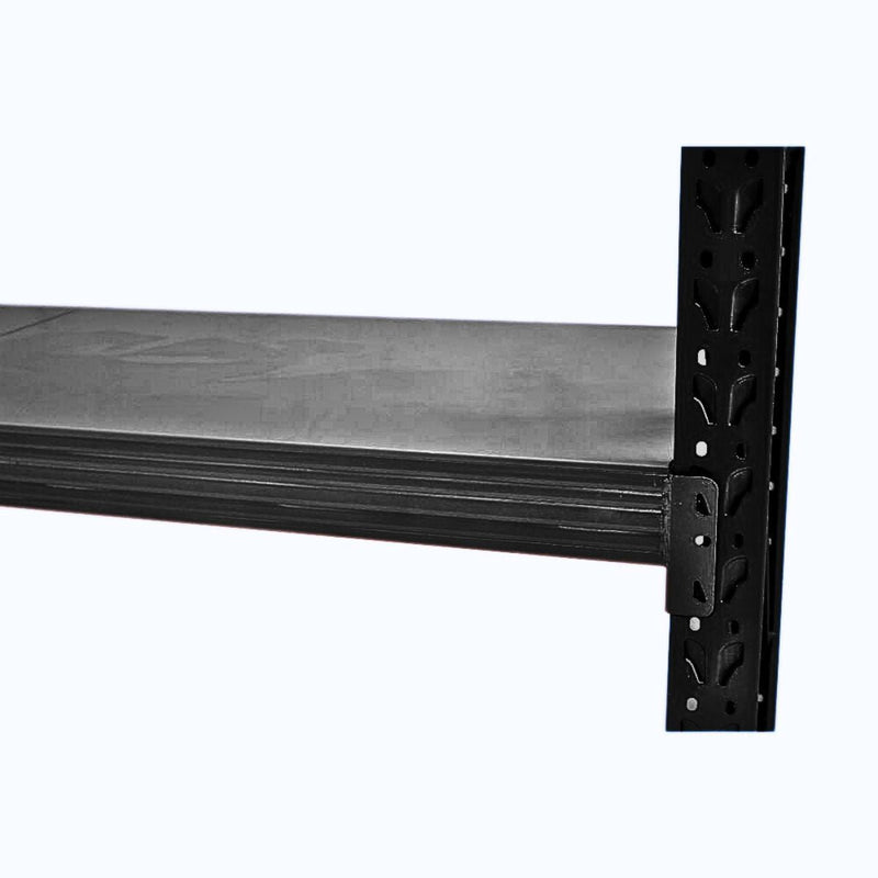 2.4M x 0.6M Extra Matte Black Steel Shelf Beams 2 Piece Set - 250kg - Tool Market