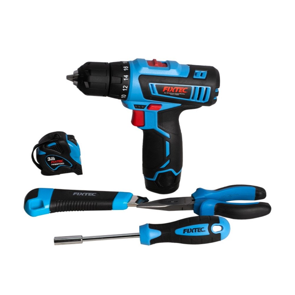 Fixtec 51 piece cordless shop screwdriver set with led flashlight