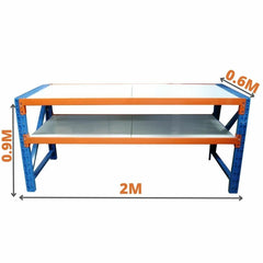 Heavy Duty Steel Working Bench 900 x 2000 x 600mm - Warehouse Garage Storage - 500kg - Tool Market