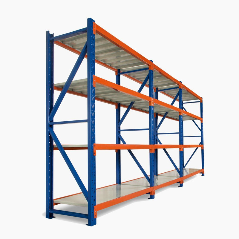 Heavy Duty Warehouse Garage Storage H2000 x L14400 x D600mm Steel 6 Base Shelving Unit - 6000kg - Tool Market