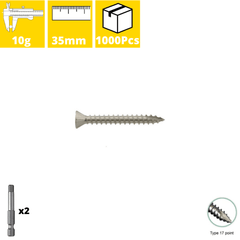 Spencer Western 10gx35mm Galvanised Decking Screw 1000Pcs & 2 Drive Bit - Tool Market