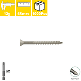 Spencer Western 12gx65mm Galvanised Decking Screw 1000Pcs & 2 Drive Bit - Tool Market