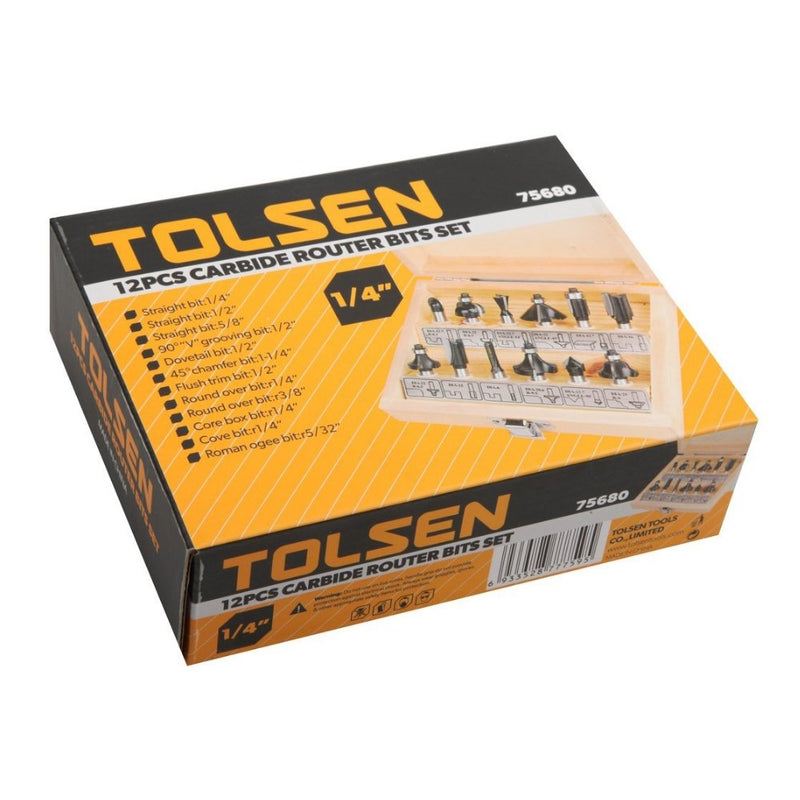 Tolsen 12 Piece Carbide Router Bits Set 75680 - Tool Market