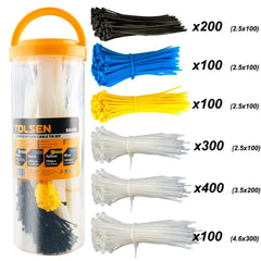 Tolsen 1200 Pieces Nylon Cable Tie Set 50140 - Tool Market