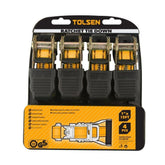 Tolsen 25mm x 5M Industrial 4 Piece Ratchet Tie Down Set 62254 - Tool Market