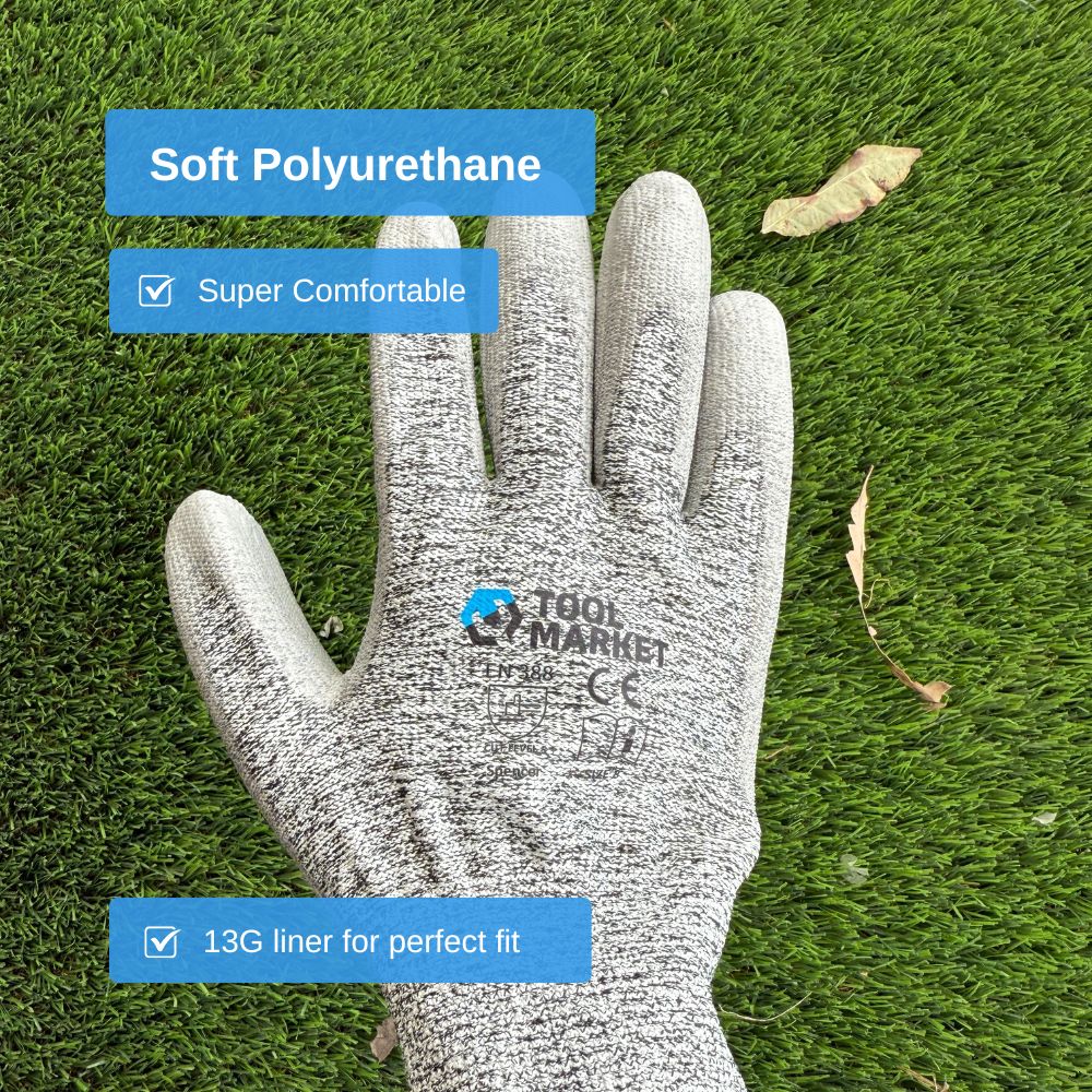Level 5 Cut-Resistant Gloves HPPE Nylon Spandex with PU Palm