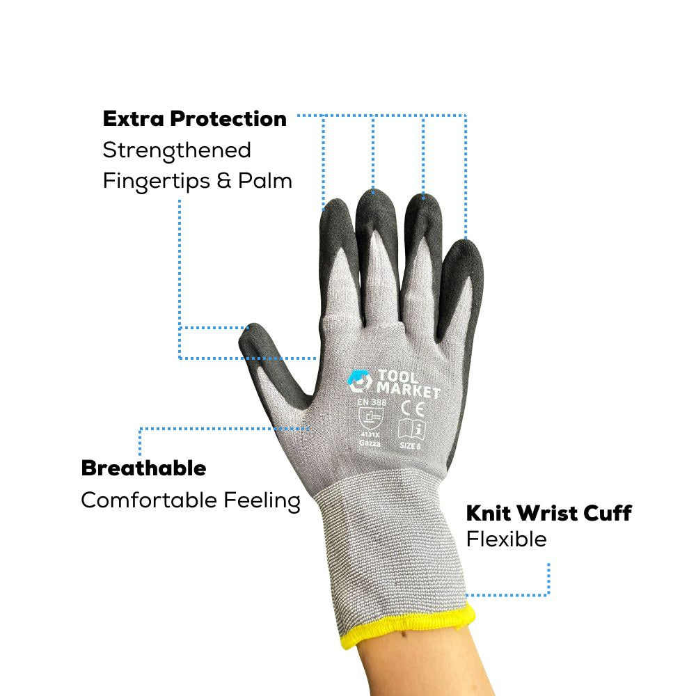 Sandy Nitrile Coated Work Gloves – Nylon Spandex Shell