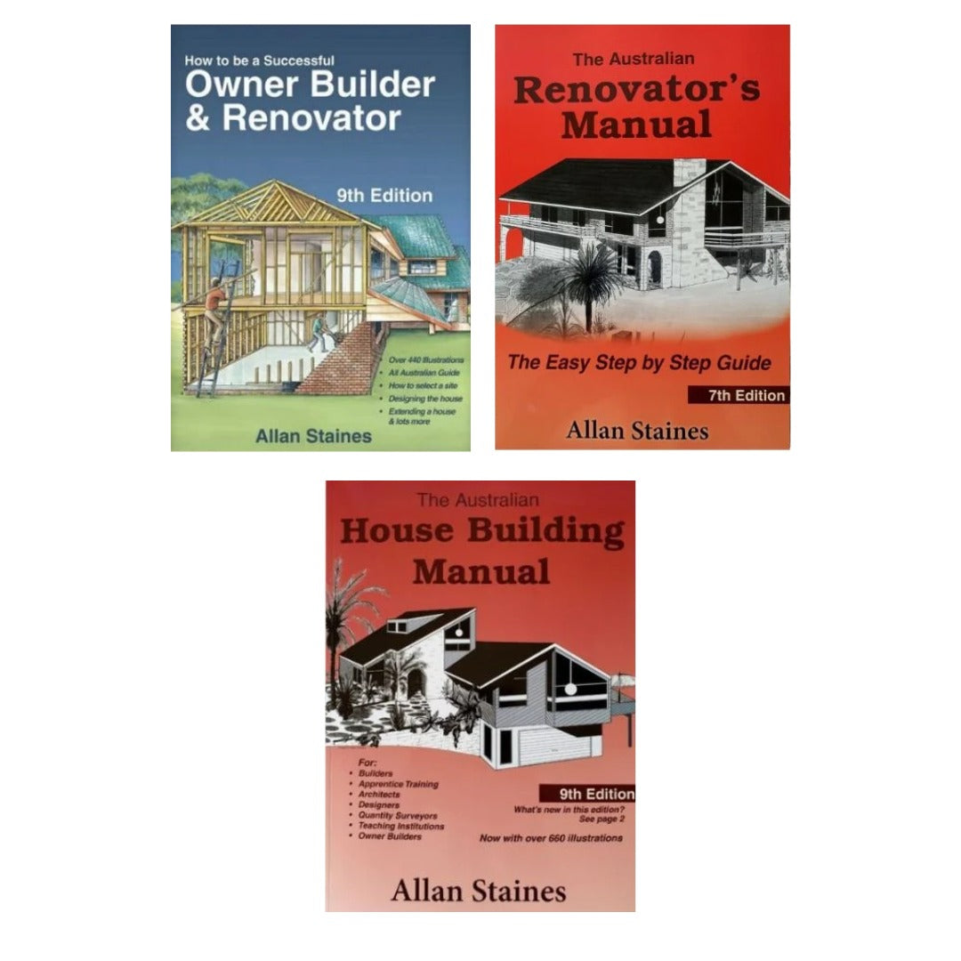 3 x Allan Staines Bundle - Australia House Building, Owner builder & Renovator, Renovator Manual