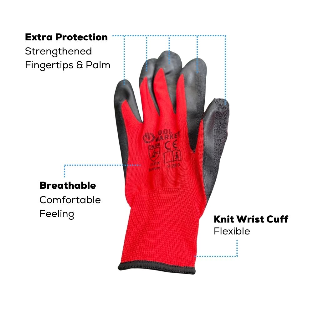 Red Wrinkle Latex Coated Work Gloves