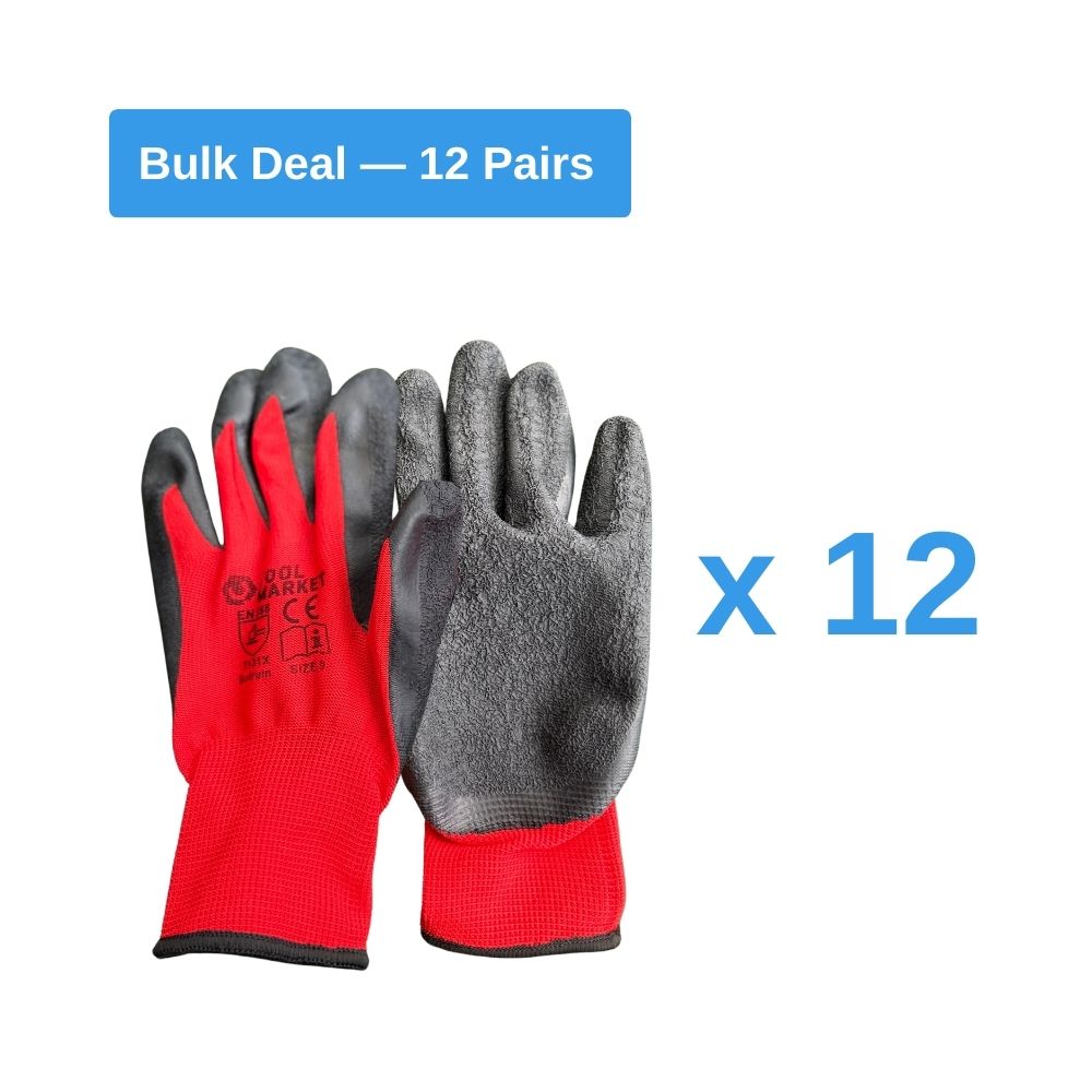 Red Wrinkle Latex Coated Work Gloves