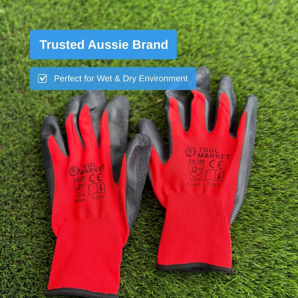 Red Wrinkle Latex Coated Work Gloves