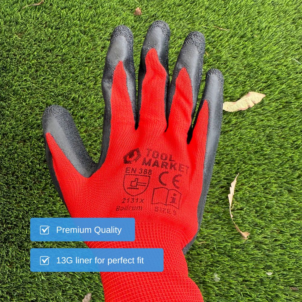 Red Wrinkle Latex Coated Work Gloves