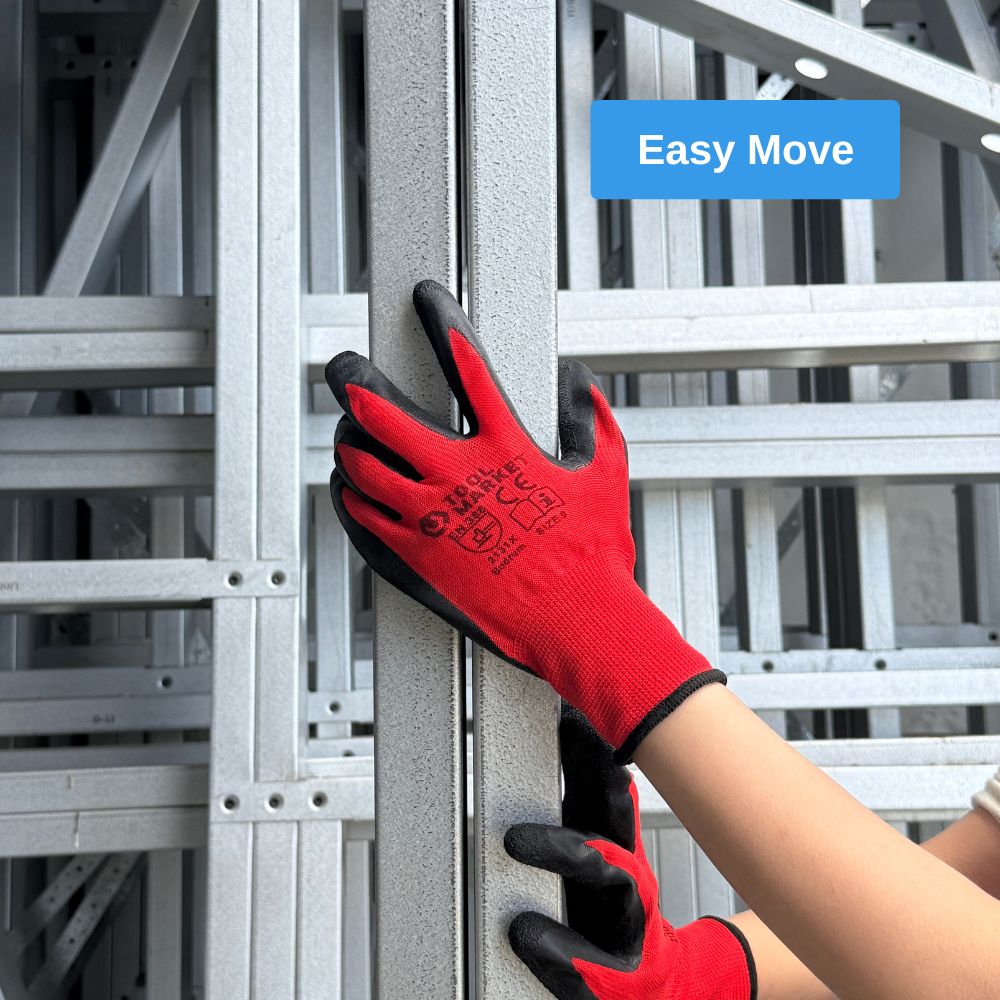 Red Wrinkle Latex Coated Work Gloves