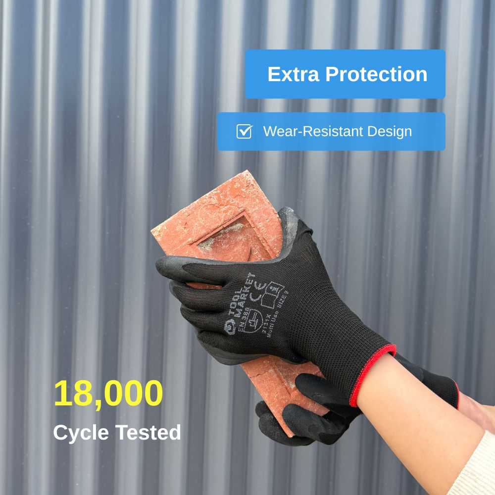 Black Foam Latex Coated Work Gloves
