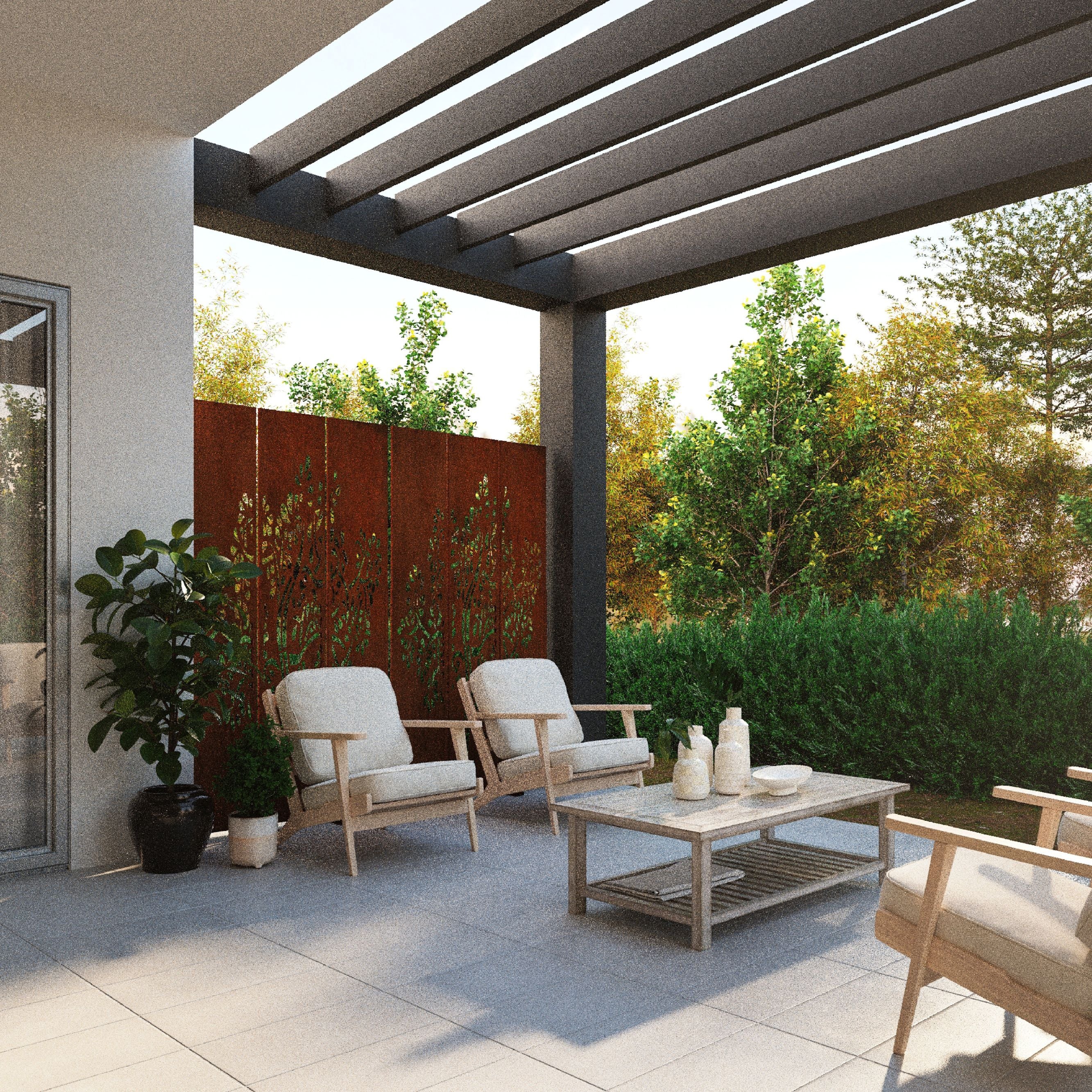 Corten Steel Dream Time Garden Screen Set