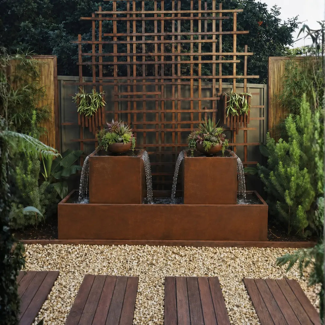 Corten Steel Babylon Garden Multi Water Fountain - Tool Market 