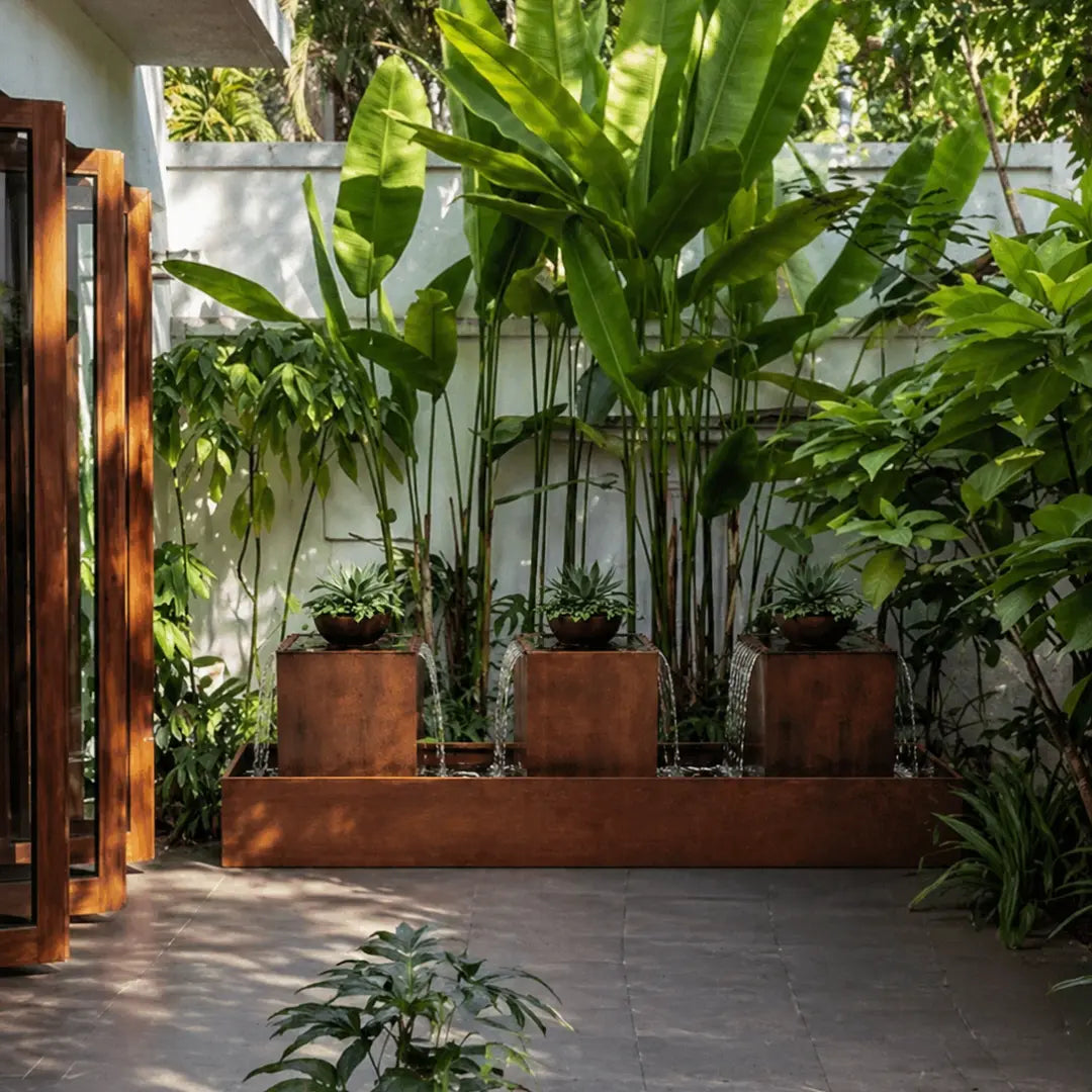 Corten Steel Babylon Garden Multi Water Fountain - Tool Market 