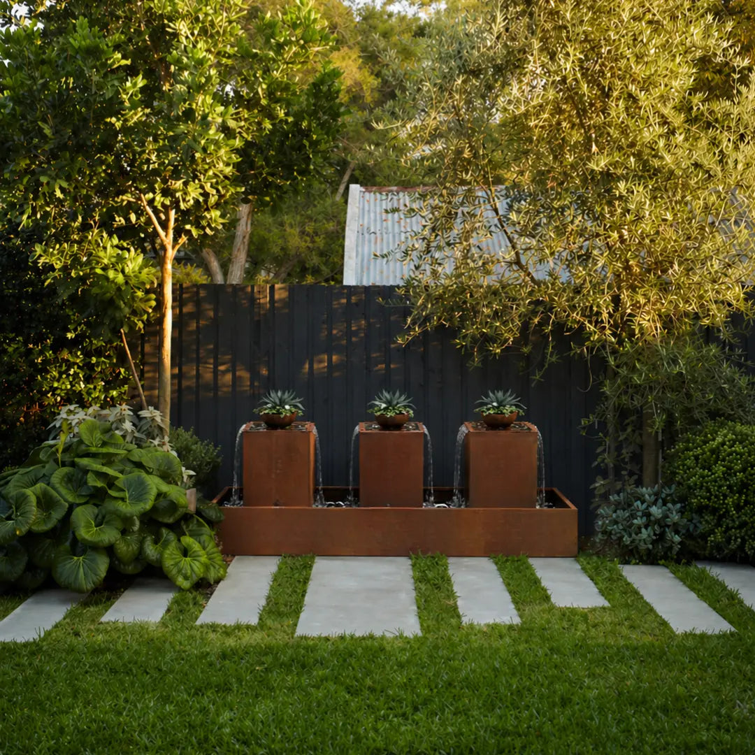 Corten Steel Babylon Garden Multi Water Fountain Hover - Tool Market 