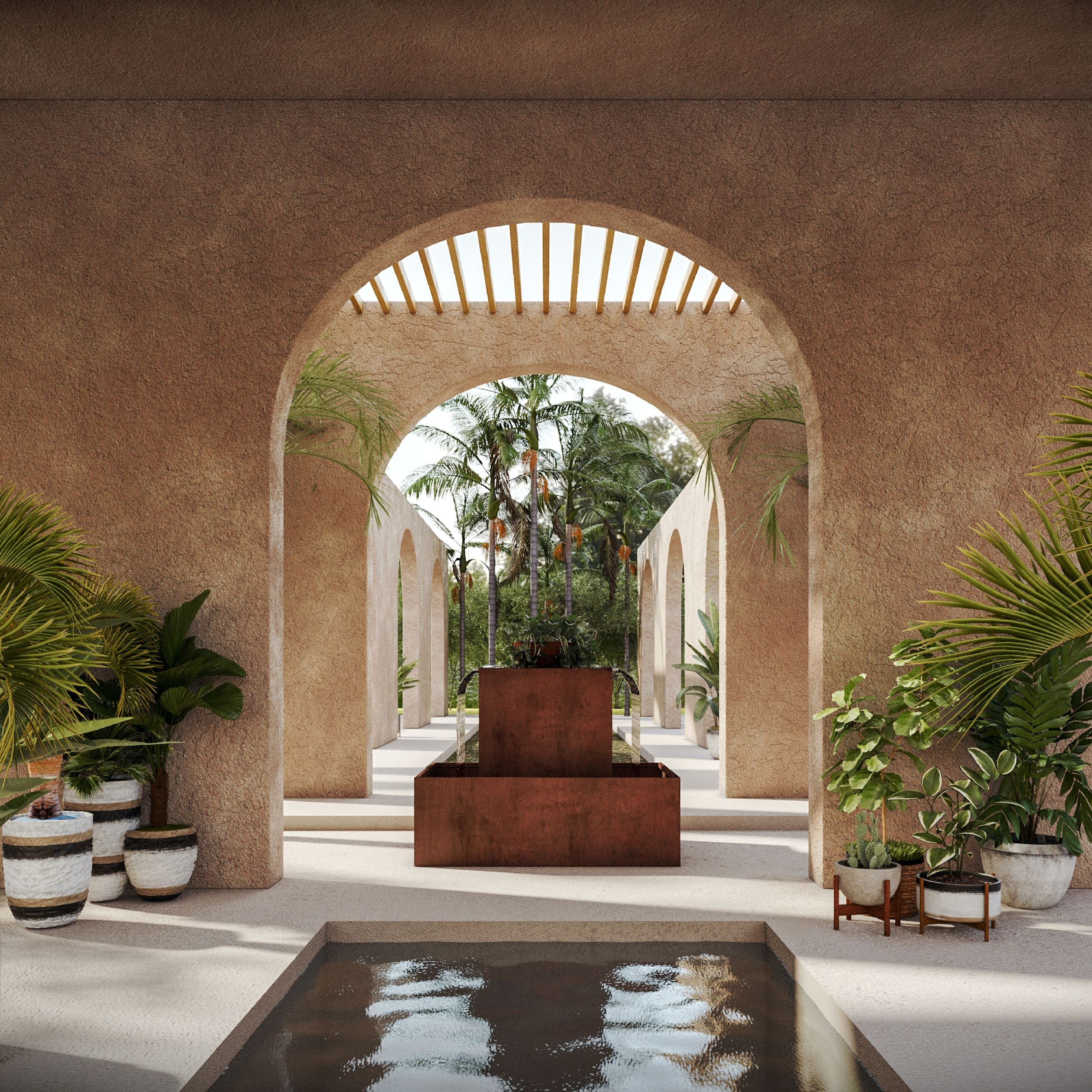 Corten Steel Babylon Garden Water Fountain