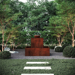 Corten Steel Babylon Garden Water Fountain