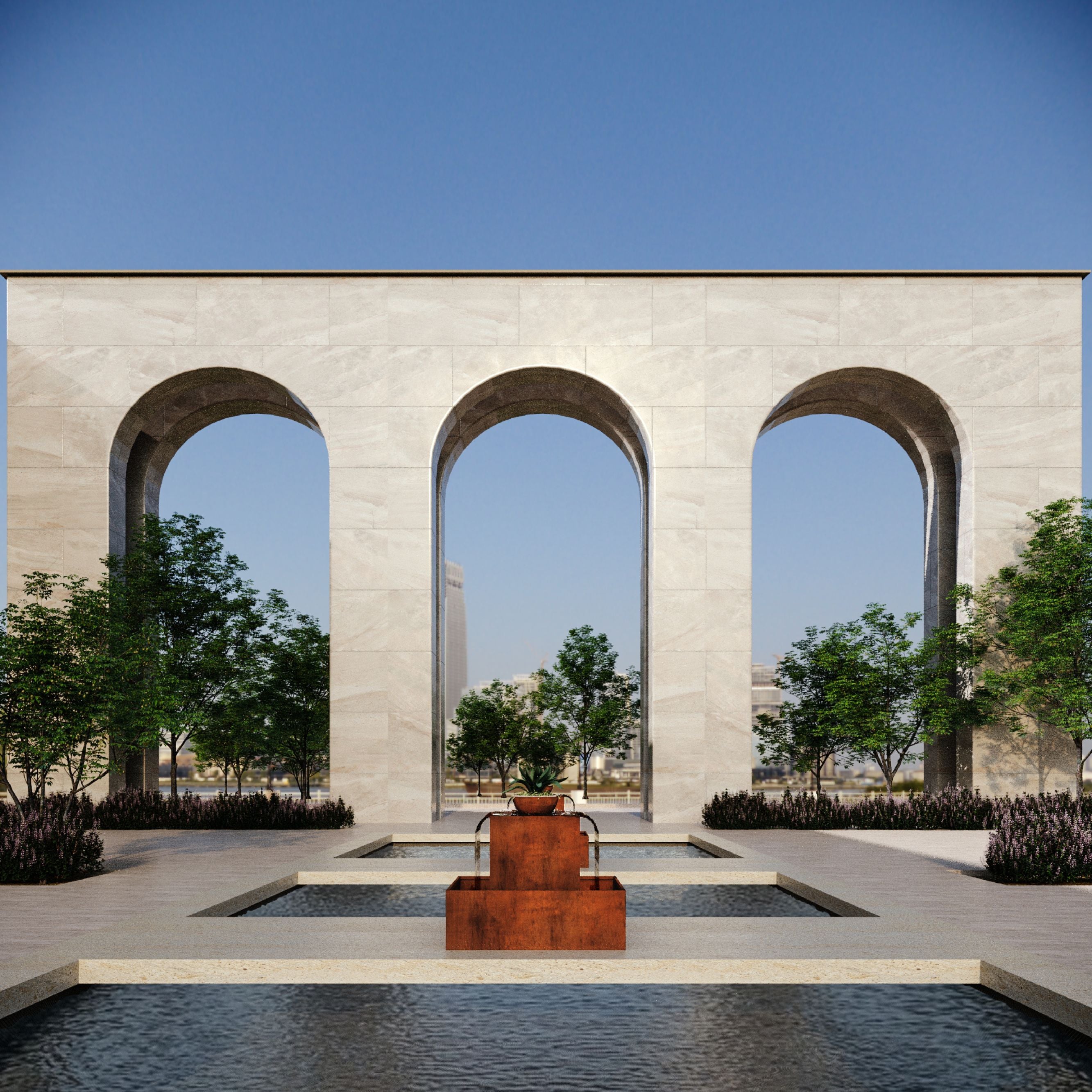 Corten Steel Babylon Garden Water Fountain