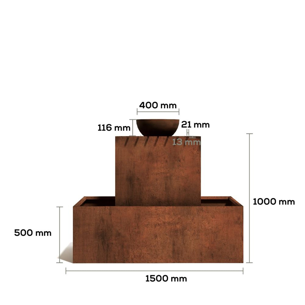 Corten Steel Babylon Garden Water Fountain - Tool Market 