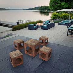 Corten Steel Bulushma Outdoor Cubic Table and Seats - Tool Market 