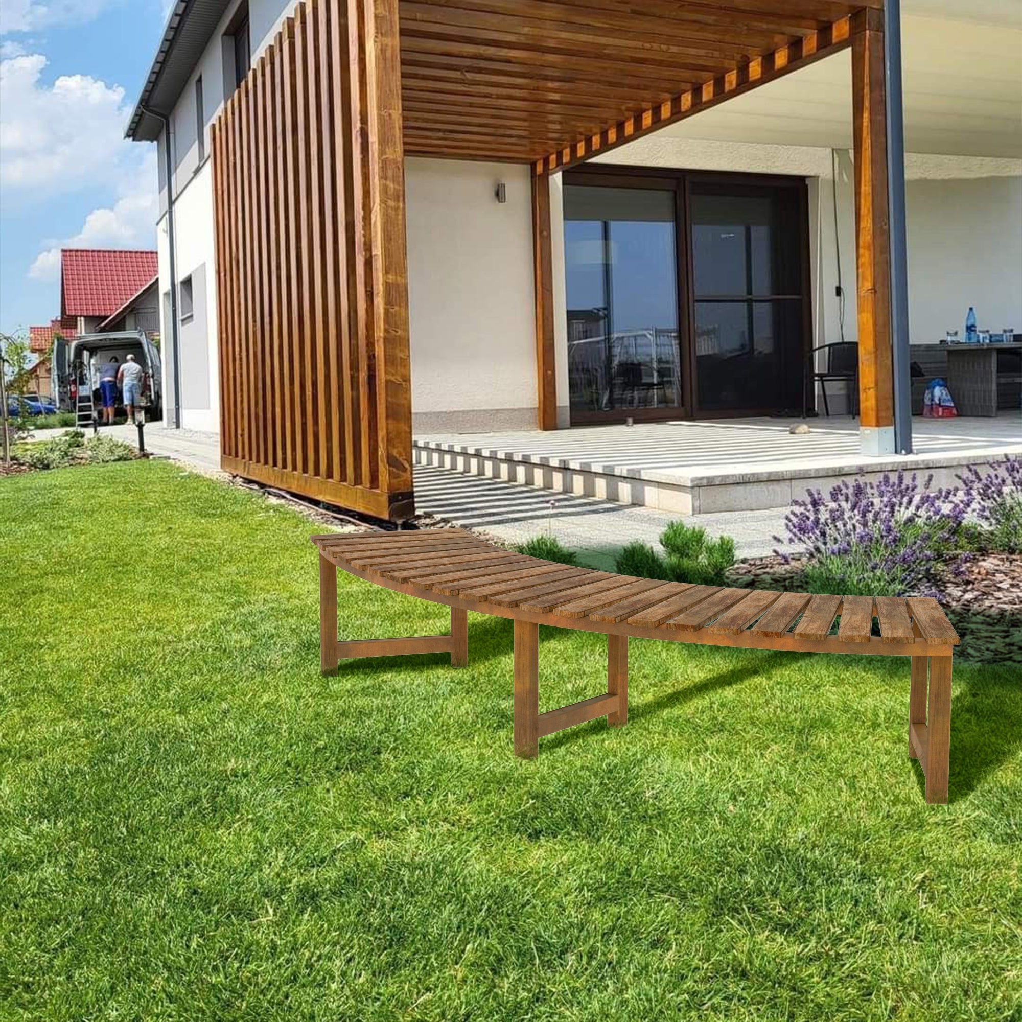 Corten Steel Bulushma Outdoor Curved Bench Seat - Tool Market 