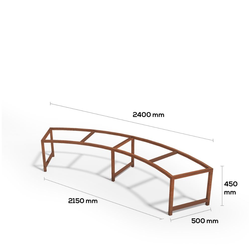 Corten Steel Bulushma Outdoor Curved Bench Seat - Tool Market 