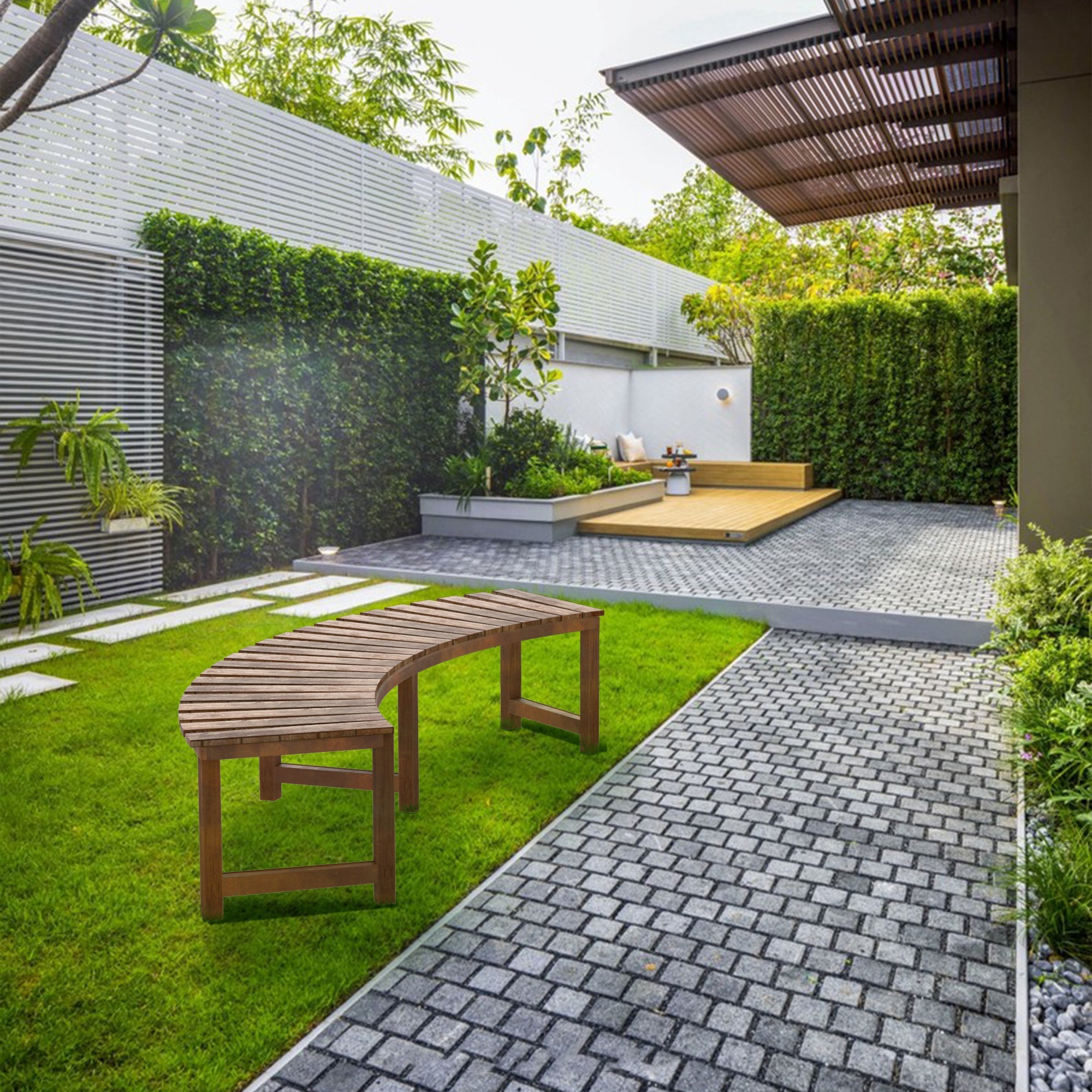 Corten Steel Bulushma Outdoor Curved Bench Seat - Tool Market 