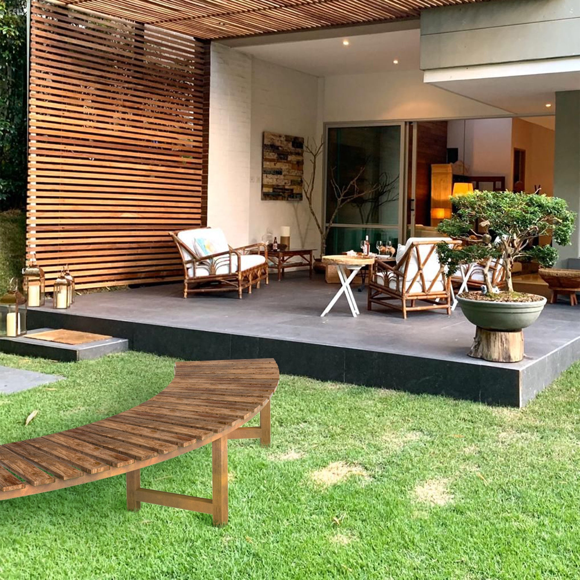 Corten Steel Bulushma Outdoor Curved Bench Seat - Tool Market 