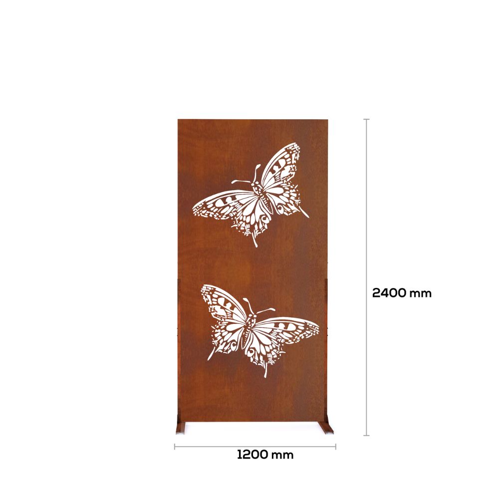 Corten Steel Butterfly Garden Screen - Tool Market 