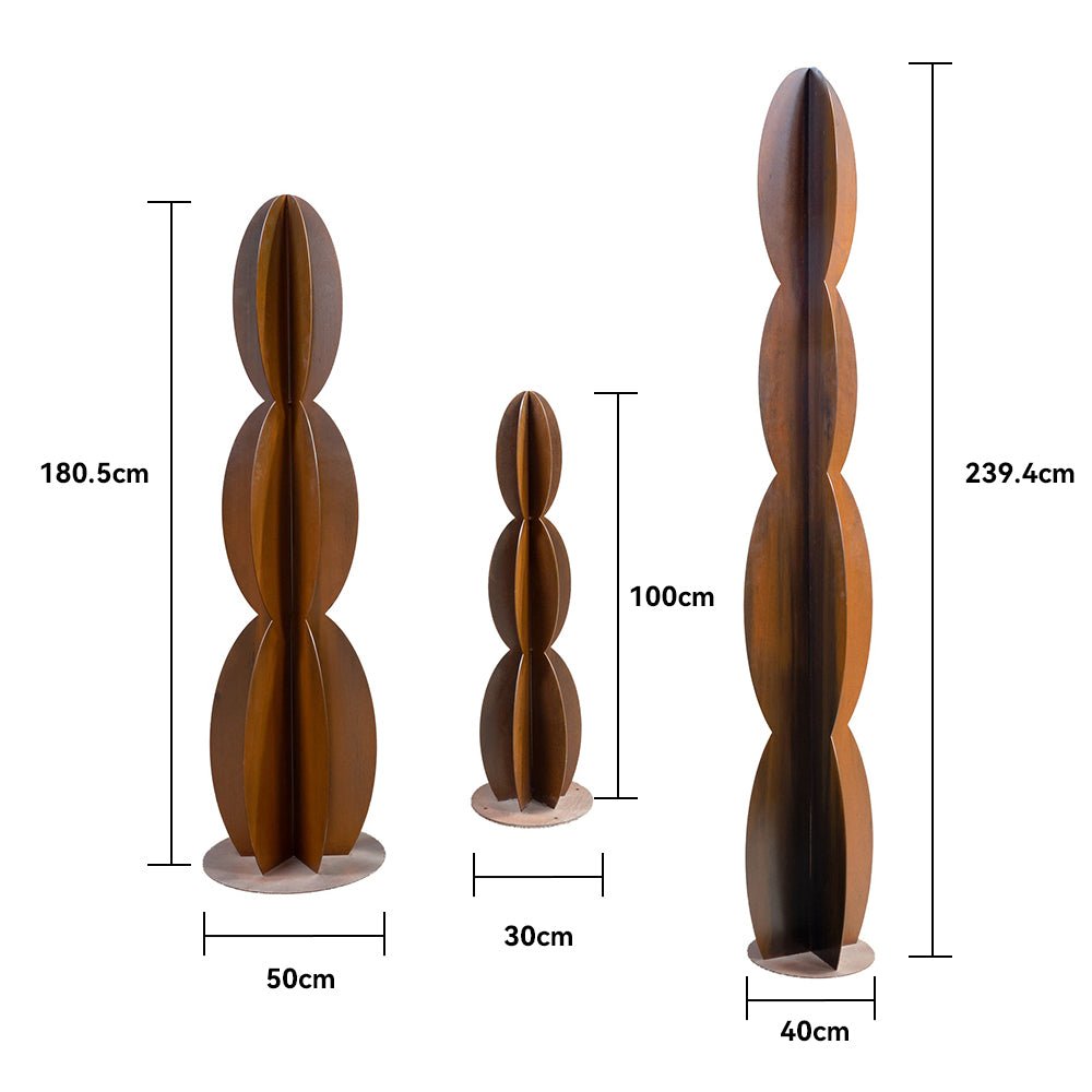 Corten Steel Cactus Sculpture Set - Tool Market 