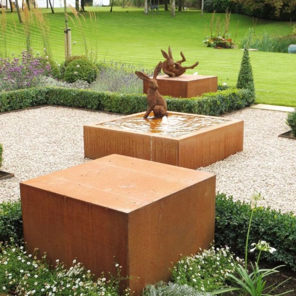 Corten Steel Cubic Water Fountain - Tool Market 