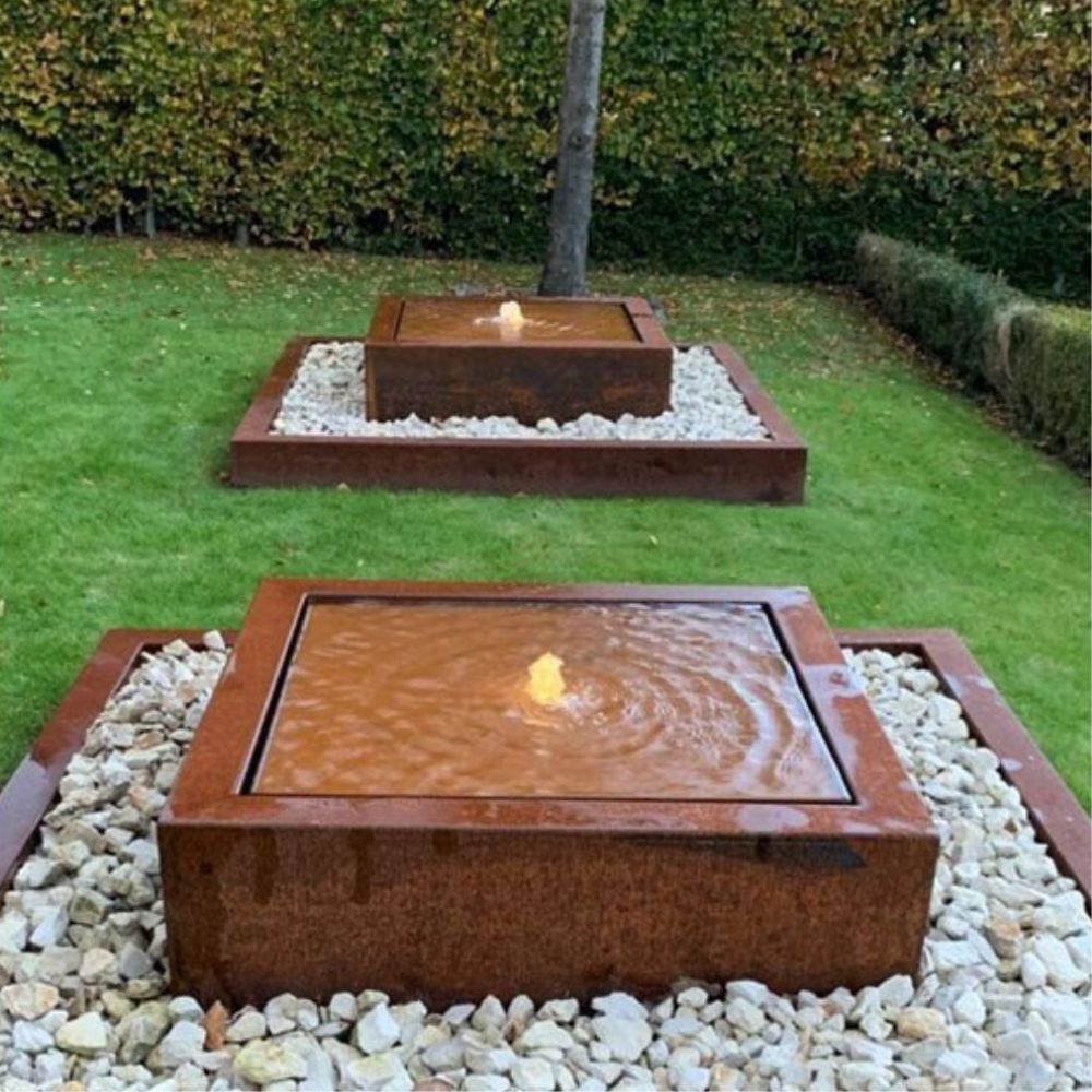 Corten Steel Cubic Water Fountain - Tool Market 