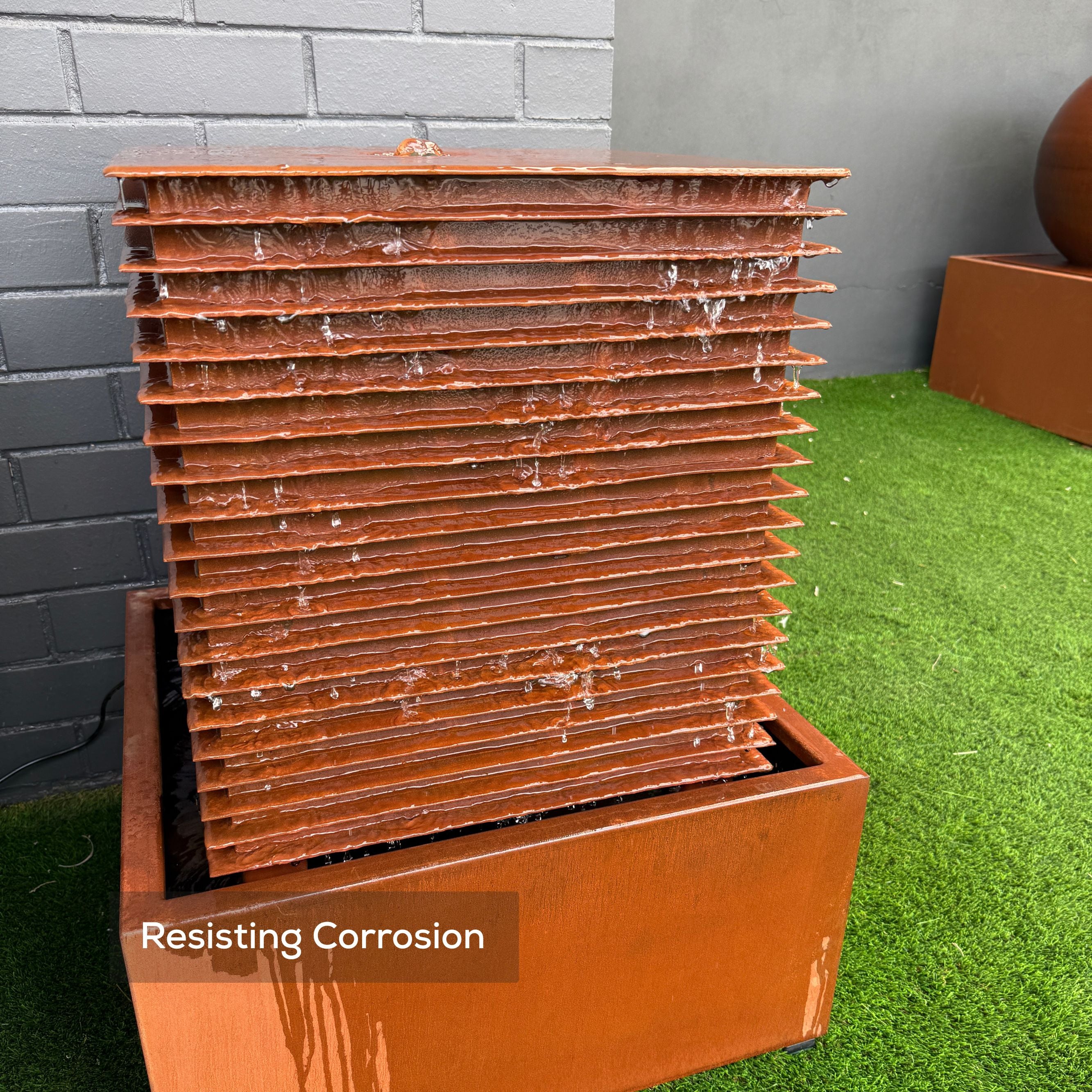 Corten Steel water feature in Mac Landscape
