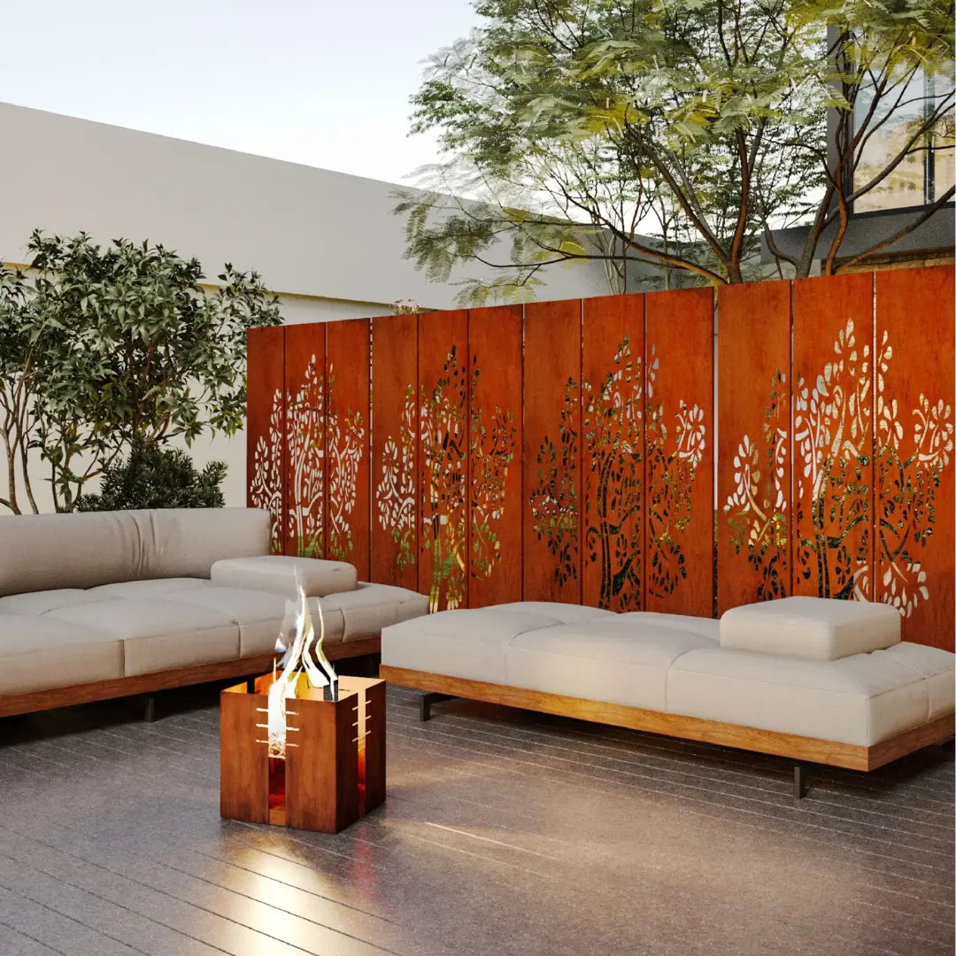 Corten Steel Dream Time Garden Screen Set Hover - Tool Market 