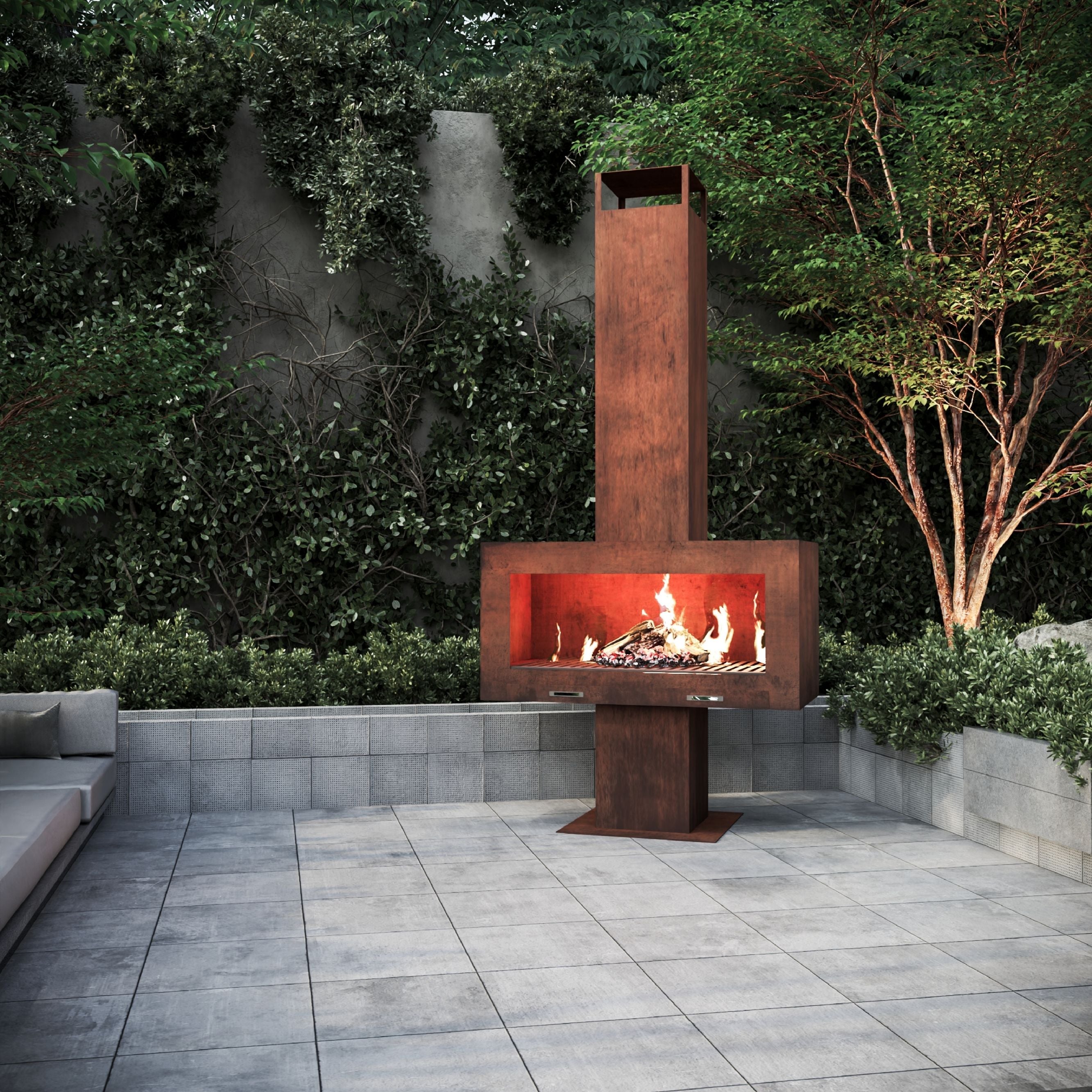 Corten Steel Grand Hearth Fire Place Outdoor