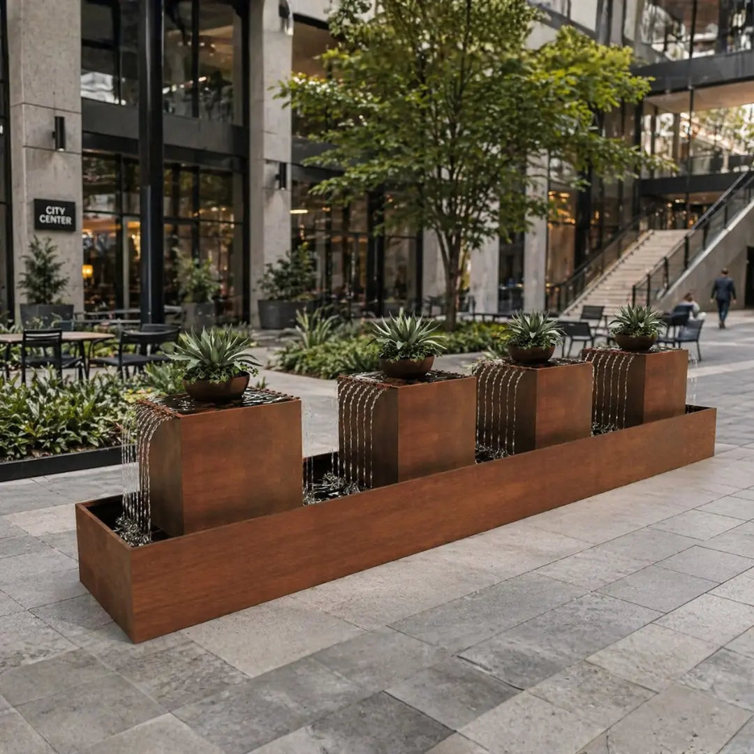 Corten Steel Babylon Garden Multi Water Fountain
