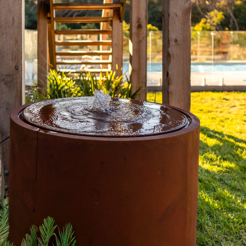 Corten Steel Rita Round Narrow Water Fountain