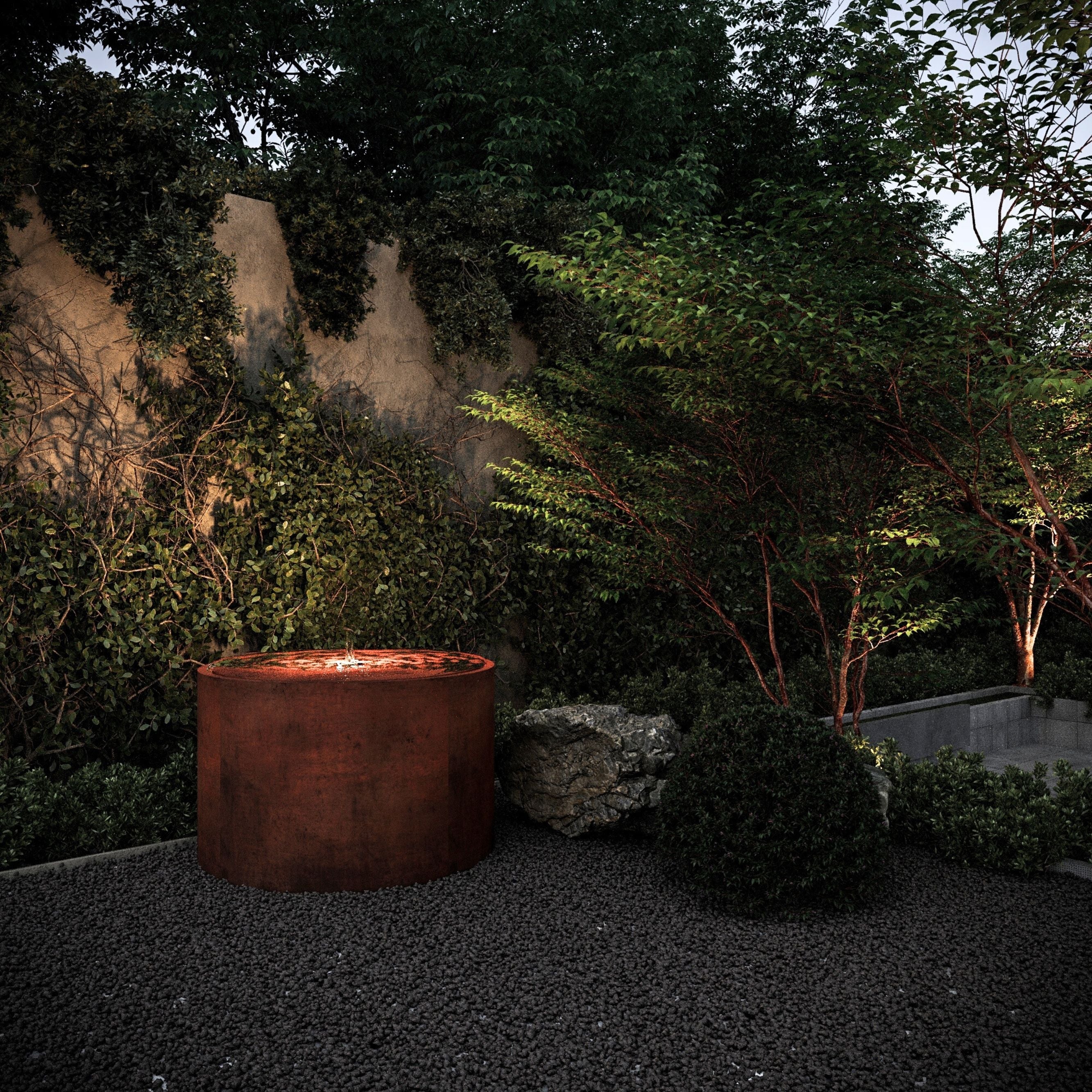 Corten Steel Rita Round Narrow Water Fountain