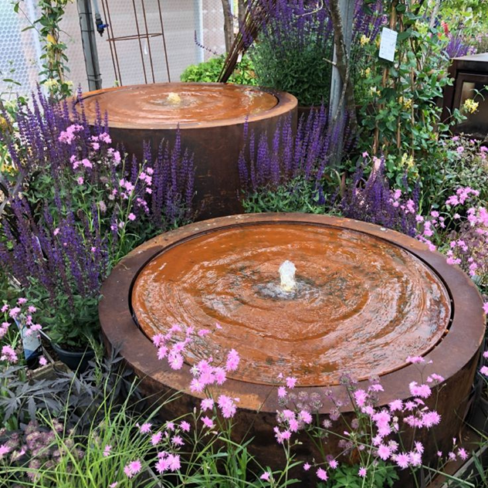Corten Steel Rita Round Narrow Water Fountain - Tool Market 