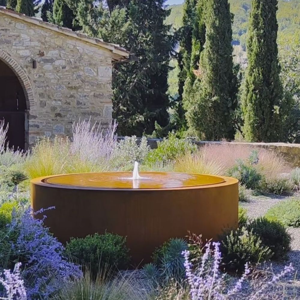 Corten Steel Round Water Fountain - Tool Market 