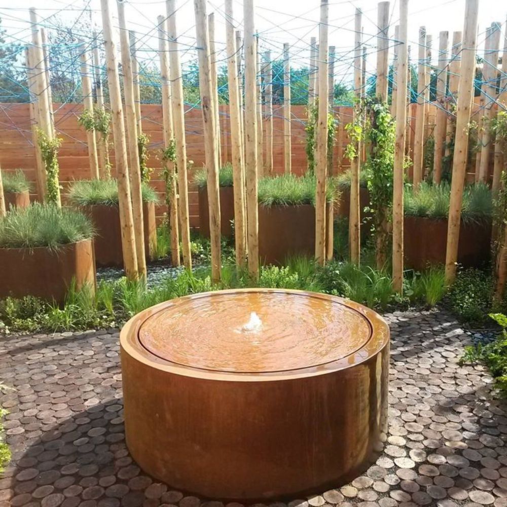 Corten Steel Round Water Fountain - Tool Market 