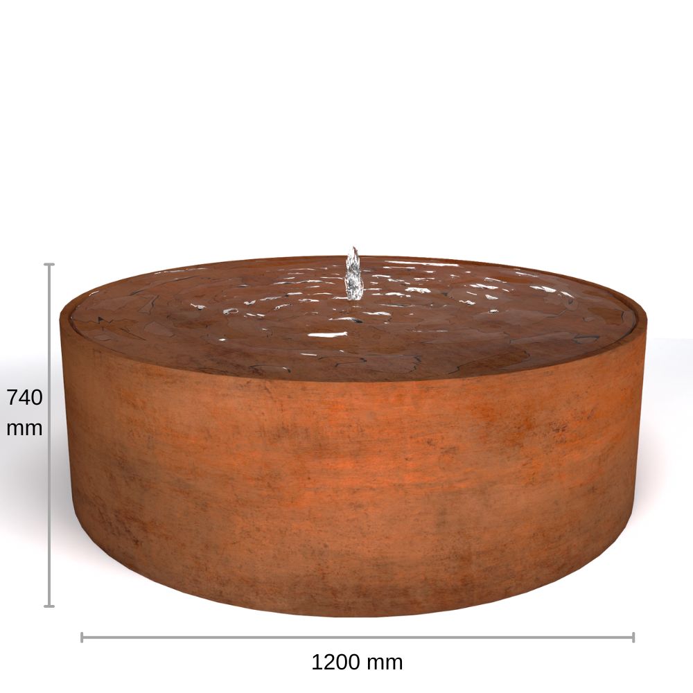 Corten Steel Round Water Fountain - Tool Market 